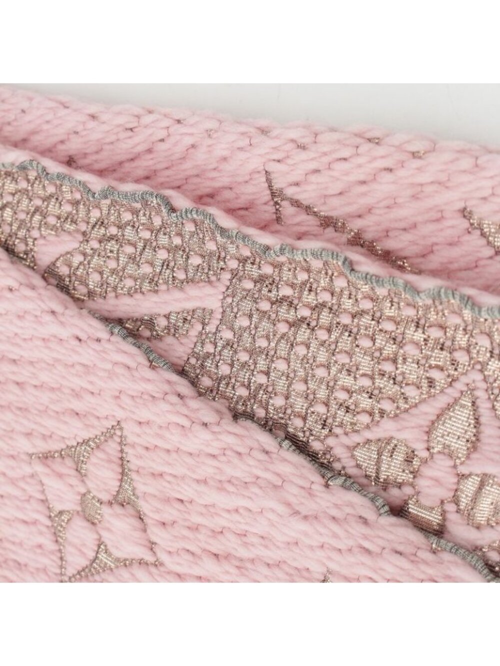 Louis Vuitton Wool Silk Echarpe Logo Mania Shine Scarf Pink - Picture 5 of 10